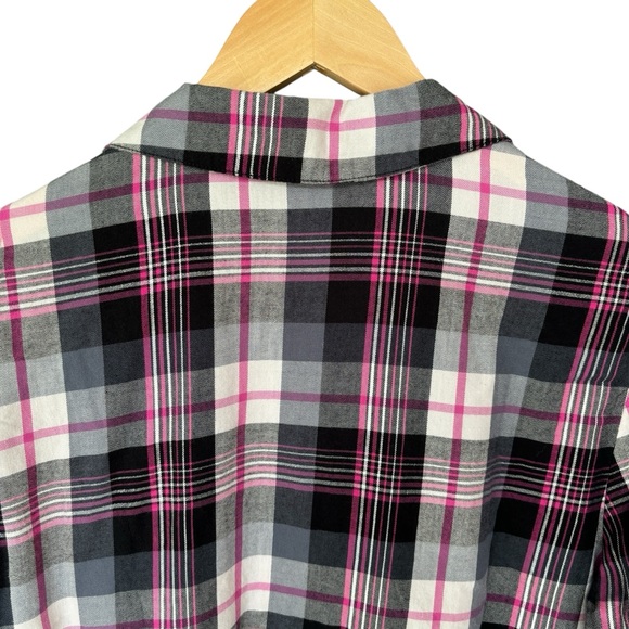 Victoria's Secret Pink/Grey Plaid Flannel Pajama Top XSmall - Picture 8 of 10